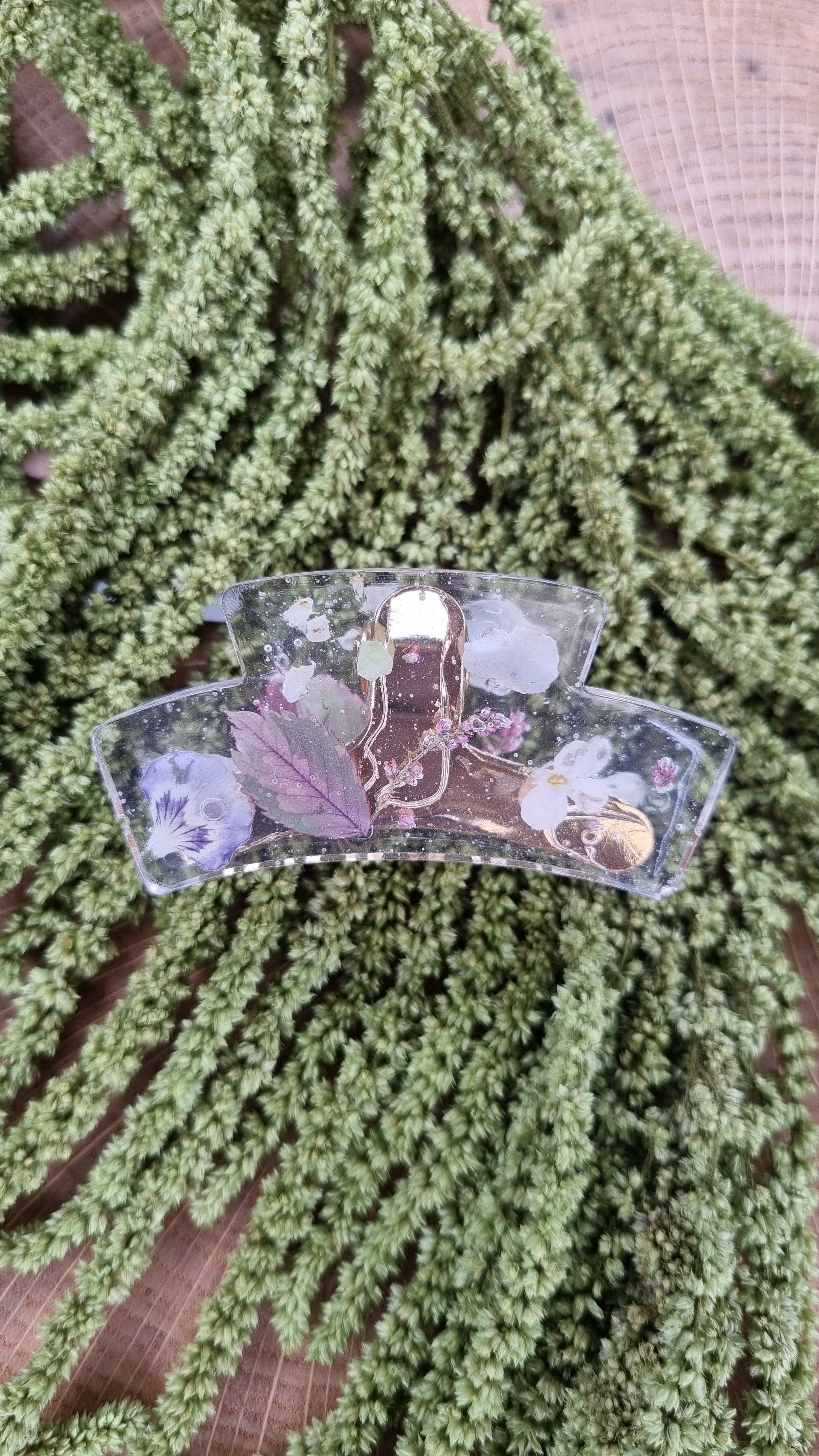 Haarspange transparent mit echten Blumen