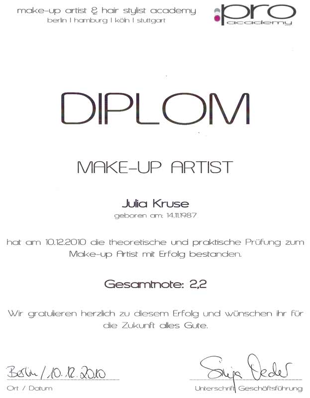 Make-Up Artist Diplom Julia Kruse